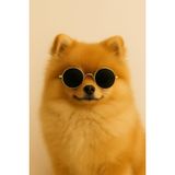 Retro Yuvarlak Evcil Hayvan Güneş Gözlüğü, Altın Metal Çerçeve, Renkli Lens, Kedi ve Köpek için Moda Aksesuarı (Siyah)