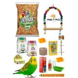 RETROAVM Jungle 13 Parça Muhabbet Kuşu Yem, Bakım Ve Vitamin Seti