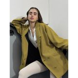 Retrobird 90'lar Retro Model Kazayağı Oversize Tasarım Ekose Ceket Kadın Sarı - L - XL - 02-Sarı