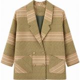 Retrobird 90'lar Retro Model Oversize Tasarım Ekose Ceket Kadın Zeytin Renkli - L - XL - Zeytin Yeşili