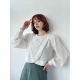 Retrobird Alisa Kapaklı Kadın Gömlek Beyaz Dokuma Kumaş Günlük Stil Desensiz
