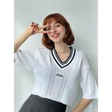 Retrobird Nakışlı Ince Triko Baharlık Üst Kadın Beyaz - Standart