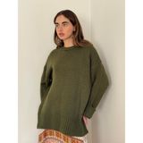 Retrobird Pinterest Oversize Basic Kazak Kadın Haki - Standart