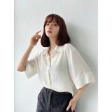 Retrobird Retro Model Bol Kısa Kol Gömlek Kadın Ekru - L - XL