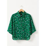 Retrobird Retro Model Bol Kısa Kol Gömlek Kadın Yeşil - L - XL