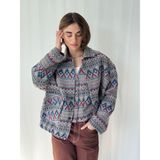 Retrobird Tasarım Brooklyn Bomber Ceket Kadın Gri-Mavi - Gri - Mavi - S - M