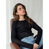 Retrobird Transparan Ince Triko Üst Kadın Siyah - S - M