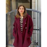Retrobird Urban Retro Kapüşonlu Oversize Ceket Kaban Kadın Bordo - L - XL