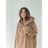 Retrobird Urban Retro Kapüşonlu Oversize Ceket Kaban Kadın Camel - S - M
