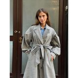 Retrobird Valencia Kuşaklı Trenchcoat Hafif Kaban Kadın Gri - S - M