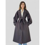 Retrobird Valencia Kuşaklı Trenchcoat Hafif Kaban Kadın Koyu Kahve - L - XL