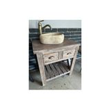Retron Atölye Woodworks Rustik Tarz Masif Banyo Dolabı Dresuar - Lacivert