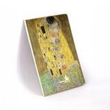 Retronote The Kiss, Gustav Klimt 1907-08, Vintage Defter VI, Çizgisiz, 96 Sayfa, İplik Dikiş, Esnek Kapak, Yaldızlı Oval Kenar, Tuval Doku, 90 gram, Fildişi Renk, 14,8x21x1cm