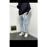 RetroPark Erkek Baggy Salaş Kargo Cep Bol Kot Pantolon Bol Paça Yandan Cepli Kot