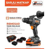 Retta Şarjlı Darbeli Matkap Vidalama 160NM 21V 4AH
