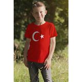 Reva Çocuk Türk Bayrağı Baskılı Kırmızı Tişört - 9 - 10 Yaş - Kırmızı - Beyaz