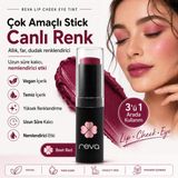Reva Çok Amaçlı Stick Allık, Far, Dudak Renklendirici & Lip Cheek Eye Tint-vegan & Temiz Içerikrv112 - BEET RED - 112