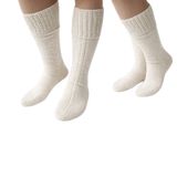 Reva El Örgüsü Yün Çorap, Unisex, Doğal Yün, Ekru, Standart Boy, 25cm Taban, Avcılık ve Doğa Sporları için Özel Tasarım Tek Beden