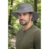 Reva Fileli Safari Şapka Erkek – Geniş Kenarlı Outdoor Güneş Koruyucu Kamp & Balıkçı Şapkası - 56 - 61 cm - Gri