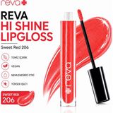 Reva Işıltılı Dudak Parlatıcısı - Hi-shine Lip Gloss Sweed Red - No: 206 - Vegan & Temiz Içerik - Sweet Red - No:206