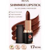 Reva Shimmer Lipstick – Vegan ve Temiz İçerikli Işıltılı Parlak Ruj Dark Chocolate No:915 - Dark Chocolate - 915