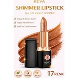 Reva Shimmer Lipstick – Vegan ve Temiz İçerikli Işıltılı Parlak Ruj Metalic Light Copper No:912 - Metalic Light Copper - 912