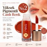 Reva Vegan & Temiz İçerikli Lip & Cheek Tint – 2’si 1 Arada Doğal Renk, Nem ve Işıltı - Koyu Kırmızı