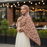 Revam Collection Ceylan Bambi Desenli Pamuk Soft Şal - Sütlü Kahverengi