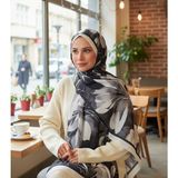 Revam Collection Desenli Pamuk Soft Şal Soon Serisi Siyah Beyaz - 0 - Siyah