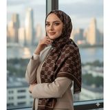 Revam Collection G Desenli Kahverengi Ipek Kaşmir Çift Taraflı Şal