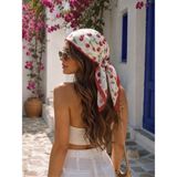 Revam Collection Kiraz Desenli Fular Bandana Şal 50X50 - Kırmızı