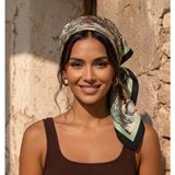 Revam Collection Leopar Desenli Fular Bandana Şal - Yeşil