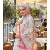 Revam Collection Retro Desenli Pamuk Şal Ilham Serisi Fuşya Karışık Renkli - Beyaz - Pembe - Ekru