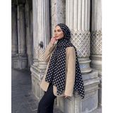 Revam Collection Siyah Puantiye Desenli Pamuk Soft Şal Tüm Sezonlar İçin Rahat ve Şık