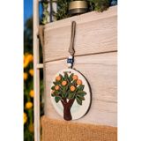 Revard Home Nazar Boncuklu Akdeniz Esintili Portakal Ağacı Seramik El Yapımı Şık Duvar Süsü Eşyası 19X19 CM
