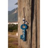 Revard Home Nazar Boncuklu Anahtar Şekilli Seramik Çiçek Desenli Çok Amaçlı Dekoratif Süs Eşyası 9X19 cm