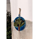 Revard Home Nazar Boncuklu Doğal Zeytin Ağaçlı Seramik El Yapımı Dekoratif Duvar Süsü Eşyası 14X14 CM