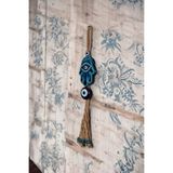 Revard Home Nazar Boncuklu Seramik Fatma Ana Eli Figürlü El Yapımı Dekoratif Duvar Süsü Eşyası 7X36 CM
