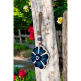Revard Home Nazar Boncuklu Seramik Mavi Yonca Çiçeği Figürlü Dekoratif El Yapımı Duvar Süsü 12X12 CM