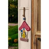 Revard Home Nazar Boncuklu Sevimli Kedi ve Kırmızı Ev Figürlü Seramik El Yapımı Dekoratif Duvar Süsü 16X23 CM