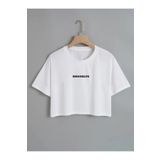 Revasser Kadın Brooklyn Renkli Özel Baskılı Oversize Pamuk Bisiklet Yaka Penye Crop T-Shirt