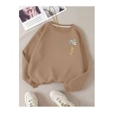 Revasser Kadın HAPPY Daısy Özel Renkli Oversize Bisiklet Yaka Pamuklu Sweatshirt