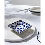 Reve Bleu Ellis Kare Tabak - 12 cm - Mavi/Beyaz