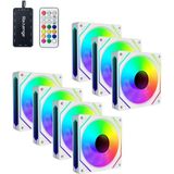 Revenge Infinity Hexagon 7in1 Beyaz Kumandalı 12cm Rgb Fan Seti Fan Kontrolör Dahil 120mm 7li Kasa Fanı
