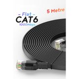 Rever CAT6 Ethernet Kablosu (5 Metre) Flat Tasarım 1000Mbps Fabrikasyon Modem ile PC arası LAN Kablosu