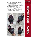 Revertech Aura Kırmızı - Dokunmatik Ekran Uyumlu Erkek Motosiklet Eldiveni + Buff Hediyeli