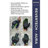 Revertech Aura Lacivert / Neon - Dokunmatik Ekran Uyumlu Erkek Motosiklet Eldiveni + Buff Hediyeli