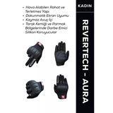 Revertech Aura Siyah - Dokunmatik Ekran Uyumlu Kadın Motosiklet Eldiveni + Buff Hediyeli