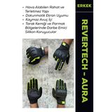 Revertech Aura Siyah / Neon - Dokunmatik Ekran Uyumlu Erkek Motosiklet Eldiveni + Buff Hediyeli