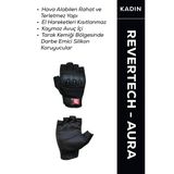Revertech Aura Siyah / Yarım Parmak - Kaymaz Avuç İçi Kadın Motosiklet Eldiveni